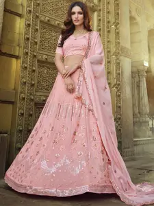 Fusionic Embroidered Sequinned Semi-Stitched Lehenga & Blouse With Dupatta