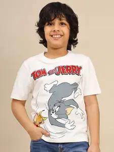 Kids Ville Boys Tom & Jerry Printed Pure Cotton Round Neck Tshirt
