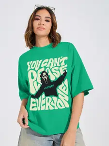 Leotude Women Graphic Printed Round Neck Cotton Oversized T-shirt