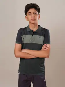 Technosport Boys Colourblocked Polo Collar Slim Fit T-shirt