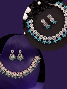DIVASTRI Set Of 2 American Diamond-Studded Necklace And Earrings