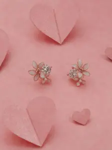 Gargi by P. N. Gadgil & Sons 925 Sterling Silver Artificial Stones Studded Floral Studs