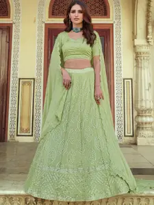 Fusionic Embroidered Sequinned Semi-Stitched Lehenga & Unstitched Blouse With Dupatta