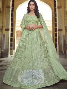 Fusionic Embroidered Sequinned Semi-Stitched Lehenga & Unstitched Blouse With Dupatta