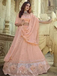 Fusionic Embroidered Sequinned Semi-Stitched Lehenga & Blouse With Dupatta