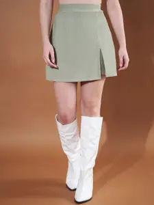 Purple Feather Ribbed Stretchable Skort