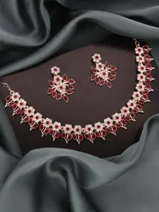 Lyriss Gold-Plated American Diamond Studded Necklace And Earrings