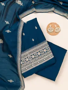 Koskii Ethnic Motifs Embroidered Sequinned Art Silk Unstitched Dress Material