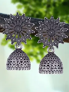 DIVASTRI Set of 5 Silver-Plated Oxidized Dome Shaped Jhumkas