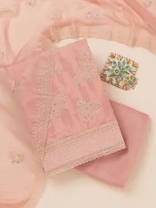 Koskii Floral Embroidered Sequinned Georgette Unstitched Dress Material