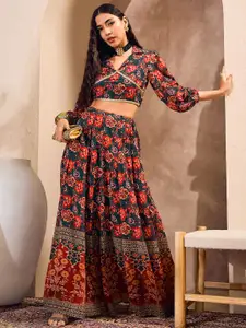 Shae by SASSAFRAS Floral Printed V Neck Lehenga & Blouse