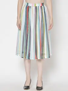 Moda Rapido Striped A-Line Midi Skirt