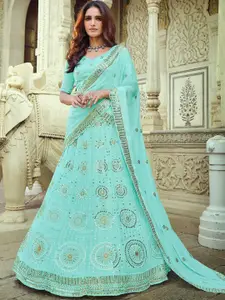 Fusionic Embroidered Sequinned Semi-Stitched Lehenga & Blouse With Dupatta
