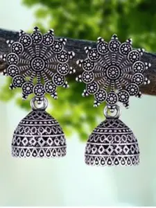 DIVASTRI Set Of 5 Silver-Plated Dome Shaped Jhumkas