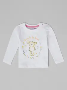 Babies R Us Girls Graphic Printed Round Neck Cotton T-shirt