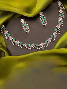 Lyriss Gold-Plated American Diamond Studded Necklace And Earrings