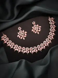 Lyriss Gold-Plated American Diamond Studded Necklace And Earrings