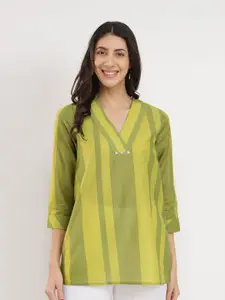 Pink Fort Women Cotton Monotone Striped Top