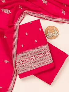 Koskii Ethnic Motifs Embroidered Sequinned Art Silk Unstitched Dress Material