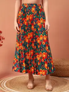 ZWERLON Printed A-Line Maxi Skirt