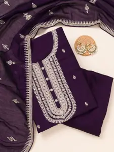 Koskii Ethnic Motifs Embroidered Art Silk Unstitched Dress Material