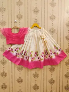 JOVK DESIGN Girls Dyed Ready to Wear Cotton Lehenga & Blouse