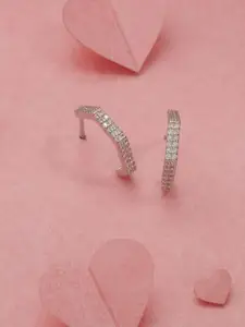 Gargi by P. N. Gadgil & Sons 925 Sterling Silver Artificial Stones Studded Half Hoops