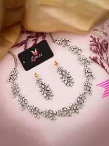 Lyriss Silver-Plated American Diamond Studded Necklace And Earrings