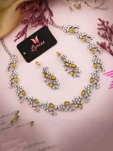 Lyriss Silver-Plated American Diamond Studded Necklace And Earrings