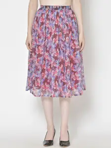Moda Rapido Printed Flared Midi Skirt