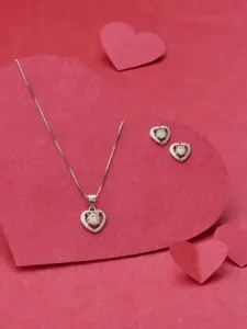 Gargi by P. N. Gadgil & Sons 925 Sterling Silver Stone-Studded Necklace And Earrings