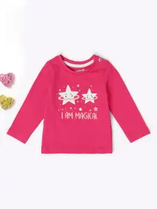 Babies R Us Girls Graphic Printed Round Neck Cotton T-shirt