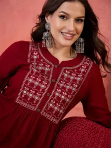 Sangria Embroidered Peplum Top