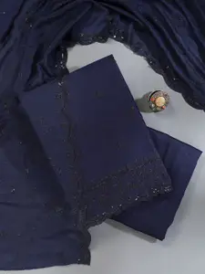 Koskii Floral Embroidered Sequinned Tissue Unstitched Dress Material