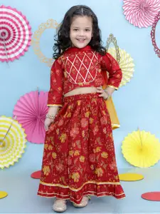 KID1 Girls Floral Printed Gota Patti Detail Ready to Wear Lehenga & Blouse With Dupatta
