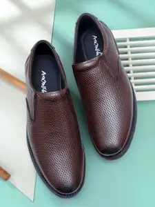 ARAMISH Men Textured Genuine Leather Formal Slip-On Shoes
