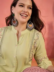 Sangria Embroidered Peplum Tops