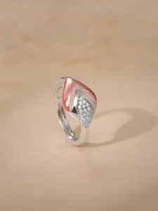 GIVA 925 Sterling Silver Rhodium-Plated Dual Tone Majestic Rhombus Adjustable Ring