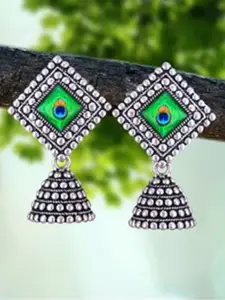 DIVASTRI Peacock Shaped Jhumkas Earrings