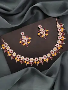 Lyriss Gold-Plated American Diamond Studded Necklace And Earrings