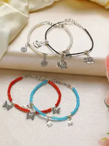 Sangria Silver-Plated Artificial Beads Anklet