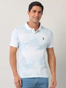 U.S. Polo Assn. Denim Co. Men Abstract Printed Polo Collar Cotton Slim Fit T-shirt