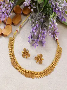 Anouk Gold-Plated Coin Shaped Necklace With Earrings
