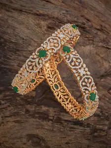 Kushal's Fashion Jewellery Set Of 2 Gold-Plated American Diamond-Embellished Bridal Bangles
