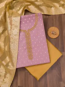 Koskii Ethnic Motifs Embroidered Sequinned Pure Silk Unstitched Dress Material