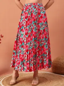 ZWERLON Printed Accordion Pleats Maxi Skirt