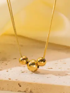 DIVASTRI Stainless Steel Gold-Plated Ball Anti Tarnish Pendant With Chain