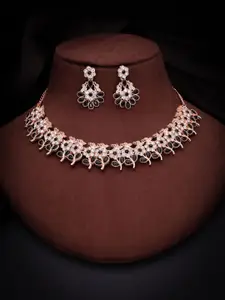 Anouk Gold-Plated Artificial Stones-Studded Necklace With Earrings