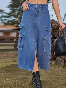 StyleCast Denim Divided Midi Skirt