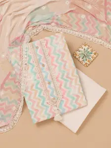 Koskii Striped Embroidered Pure Cotton Unstitched Dress Material